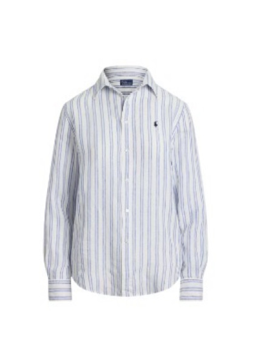 Polo Ralph Lauren Linen Classic Fit White Shirt with Blue Vertical Stripes